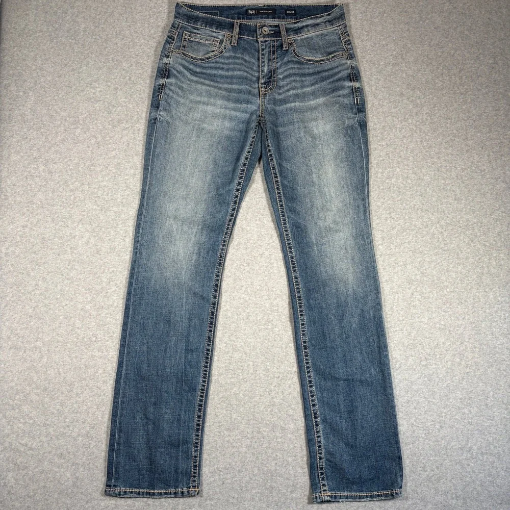 BKE Jake Straight Jeans Men 32x34 Blue Denim Stretch Casual Pants Western